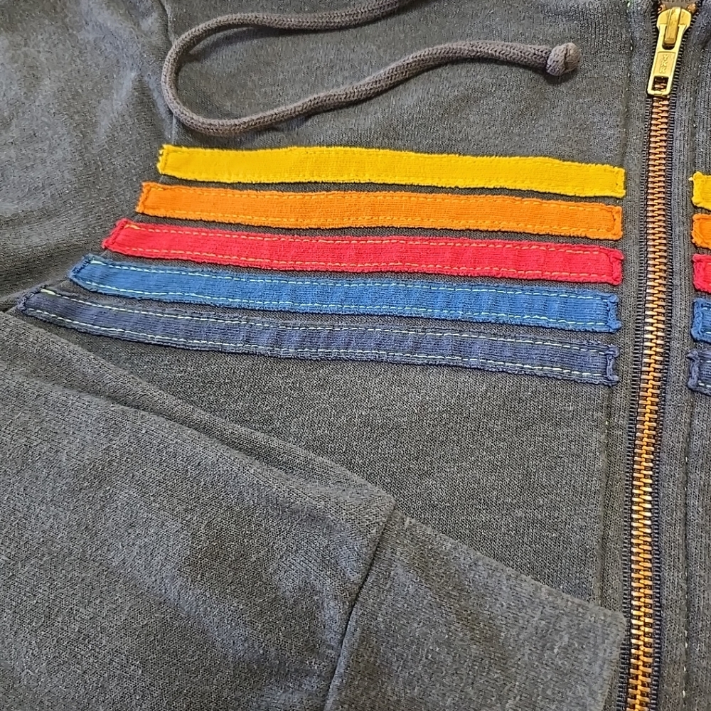 Aviator Nation 5 Stripe Full Zip Hoodie Womens/Unisex Size S See Measurements - Picture 5 of 11